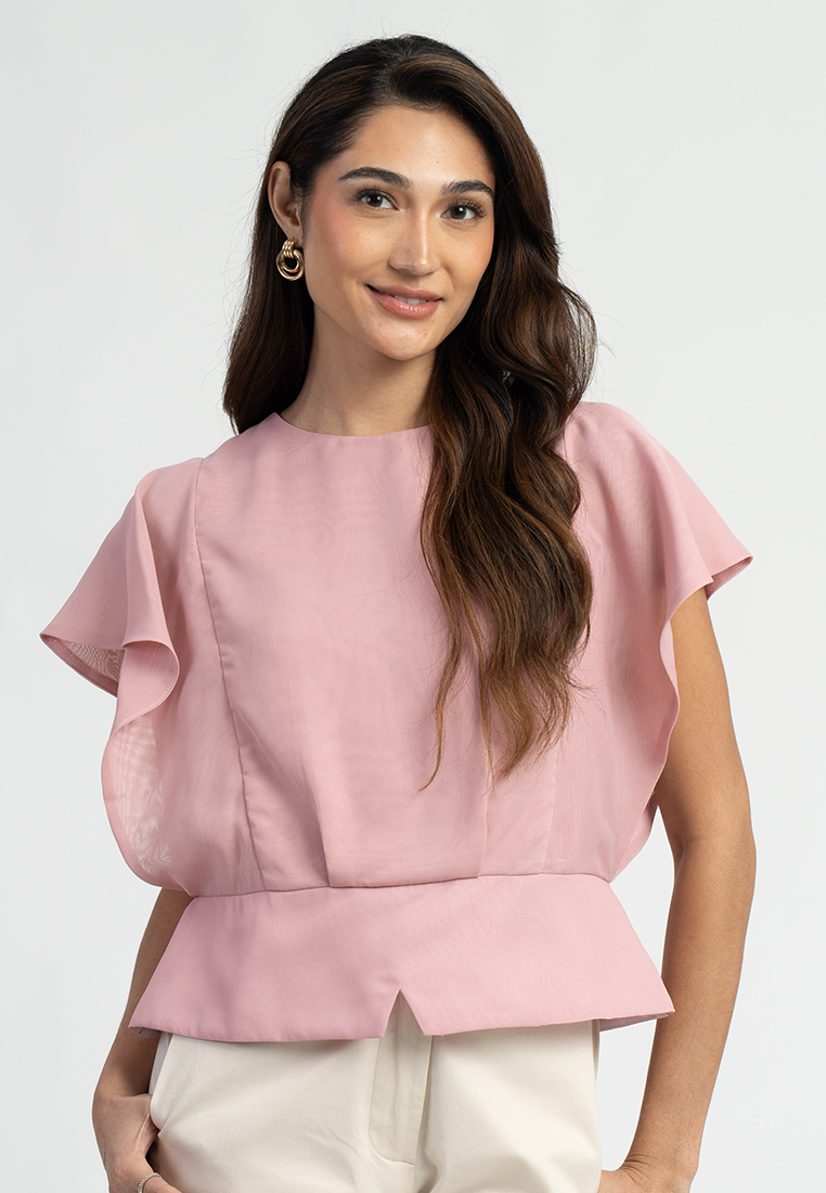 Aloura Peplum Black Blouse Top