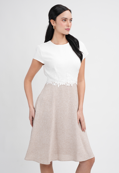 Kylie Elegant Two-Tone A-Line Dress