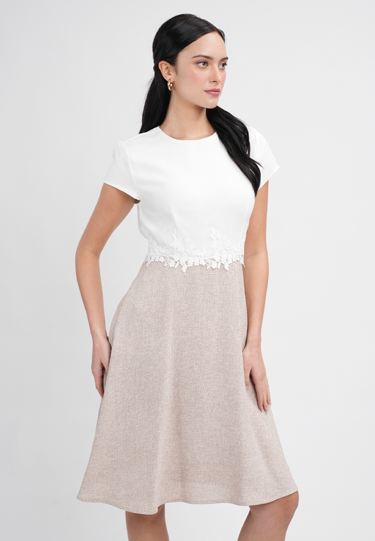 Kylie Elegant Two-Tone A-Line Dress