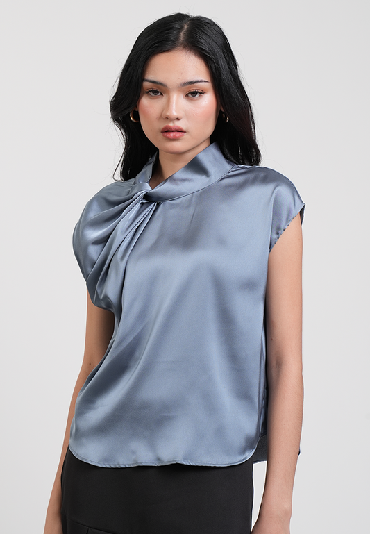 Anastasia Twisted High Neck Satin Top