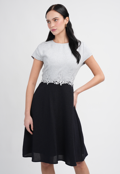 Kylie Elegant Two-Tone A-Line Dress