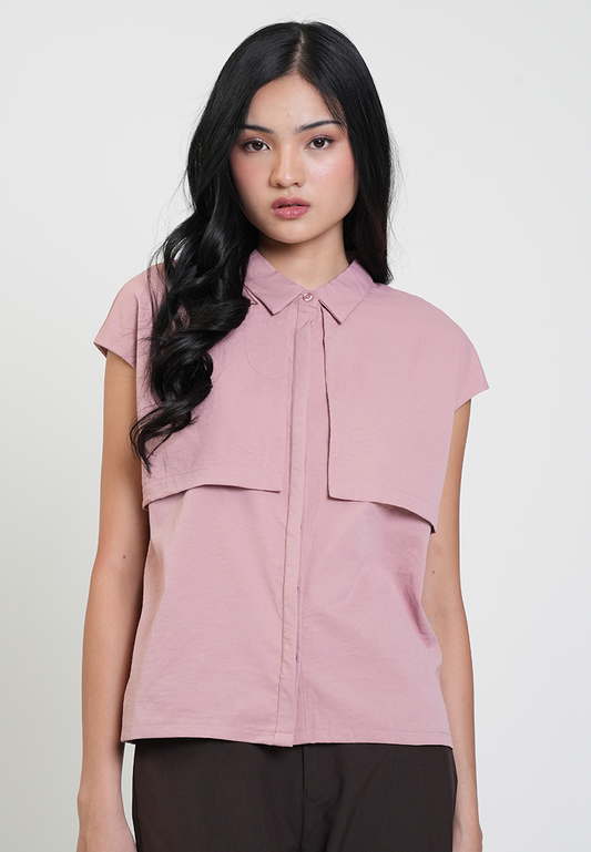 Danielle Cap Sleeve Collared Top