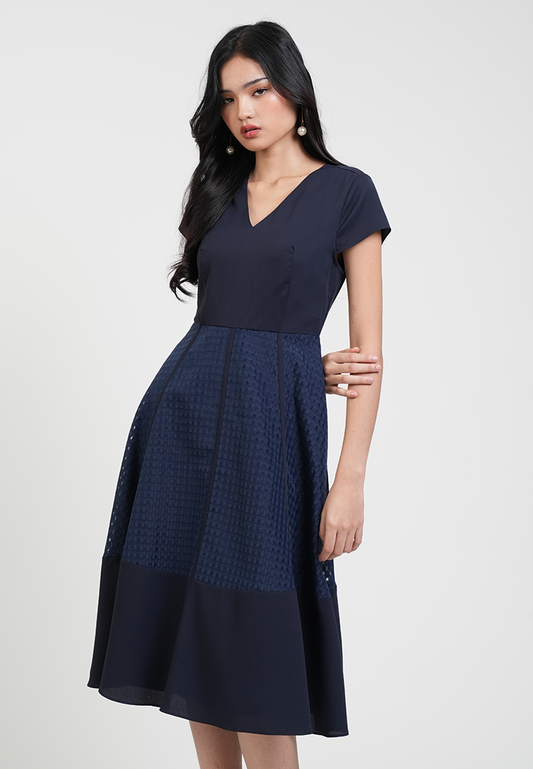 Portia V-neck Mesh Detail Dress