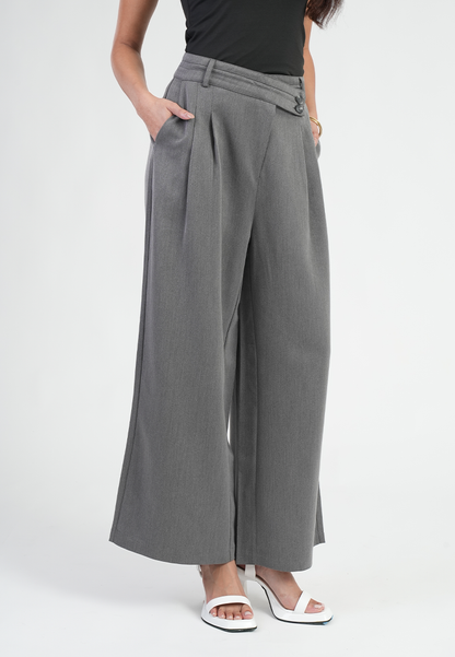 Kira Asymmetric Overlap Wide-Leg Trousers