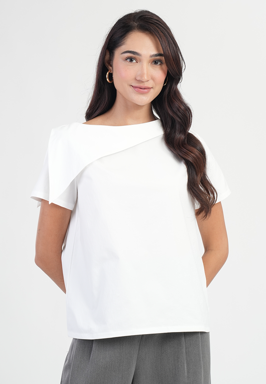 Blythe Asymmetric Cape Sleeve Top