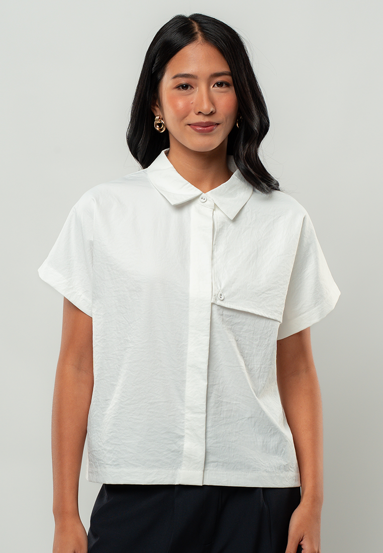 Katrine Asymmetric Collared Top