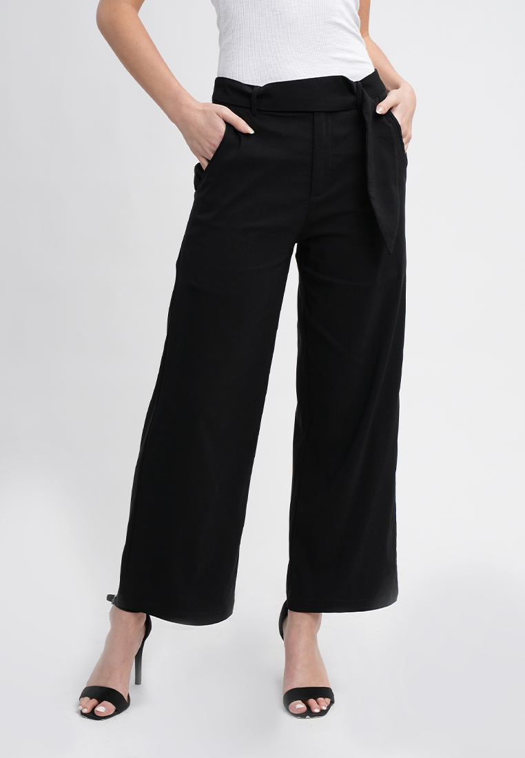 Hannah High-Waisted Wide Leg Belted Trousers