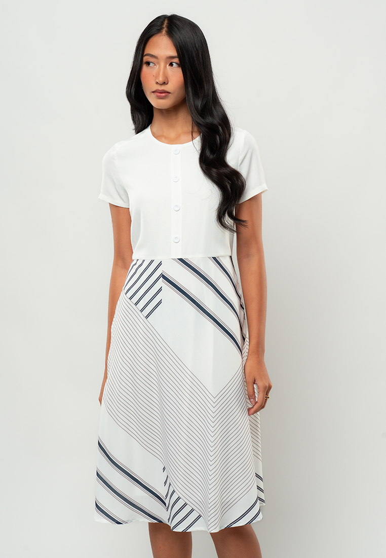 Czari Modern Elegance Button-Front A-Line Dress