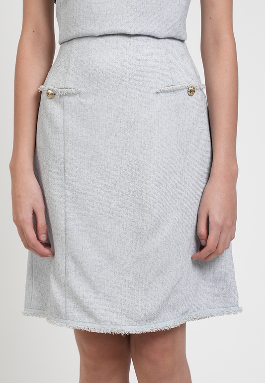 Solana Tweed Skirt with Pocket Accents