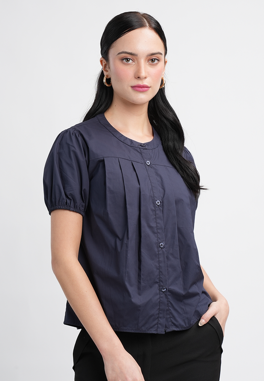 Sarah Button-Down Puff Sleeve Blouse