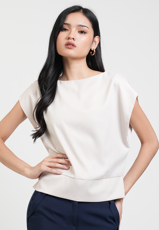 Felicity Bateau Neck Silk-Finish Blouse