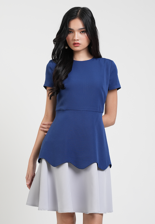 Celeste Round Neck Two-Tone A-line Dress