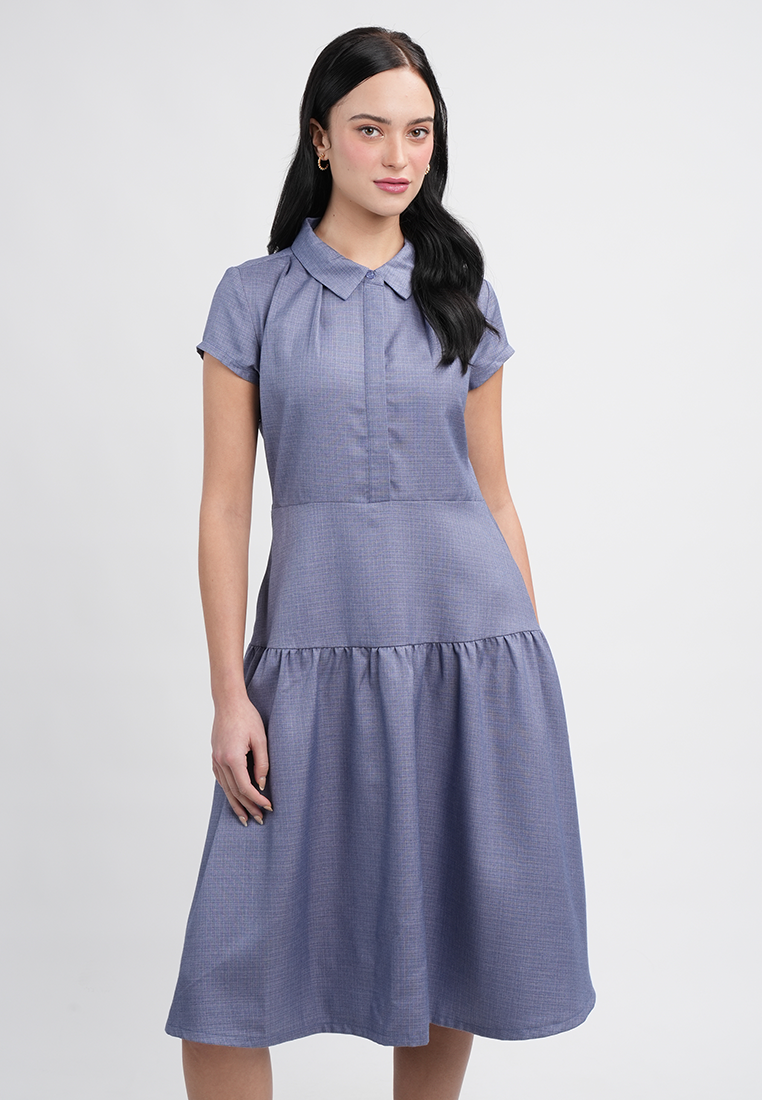 Adeline Dress with Pleated Shoulder