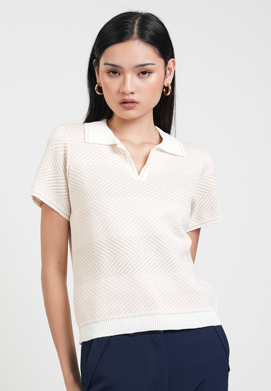 Sophie Short Sleeve Textured Polo Knit