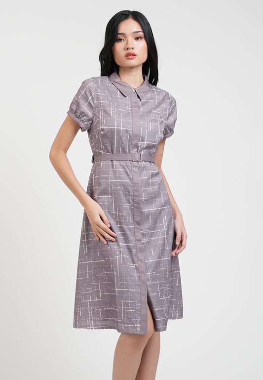 Adele Belted Collared A-Line Dress