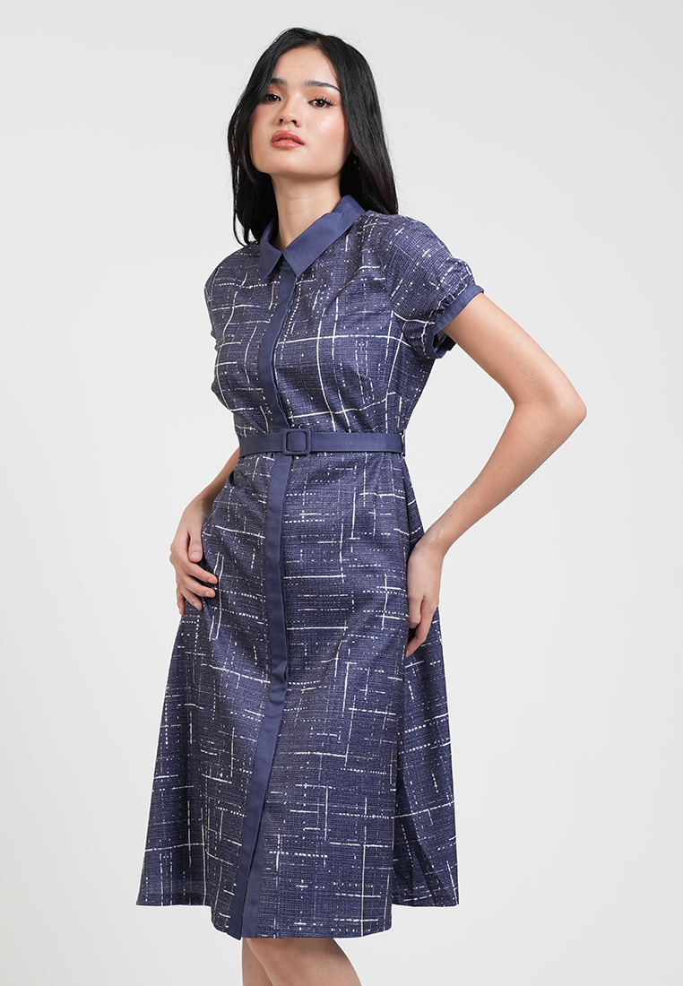 Adele Belted Collared A-Line Dress