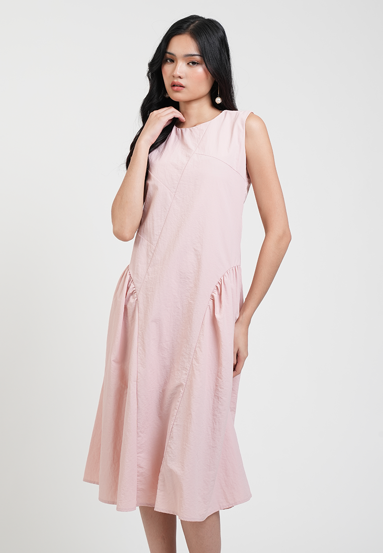 Reign Textured Side Pleat A-line Dress