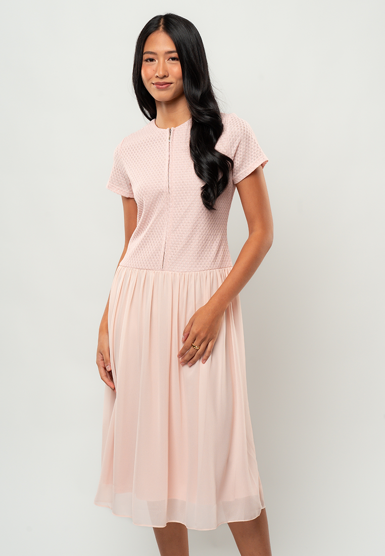 Marielle Textured Dropwaist Midi Dress