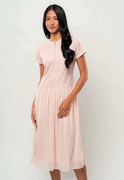 Marielle Textured Dropwaist Midi Dress