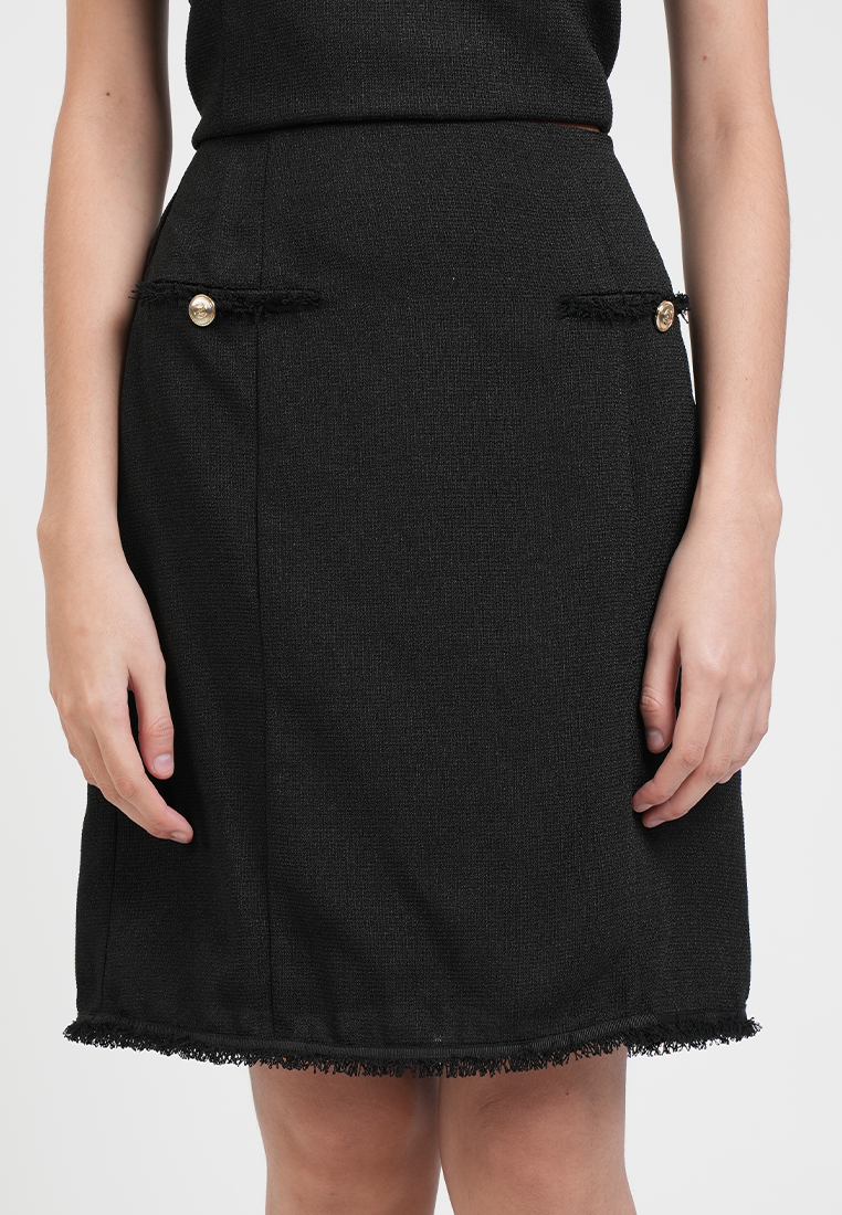 Solana Tweed Skirt with Pocket Accents