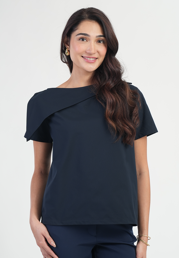 Blythe Asymmetric Cape Sleeve Top