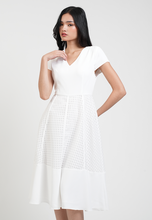 Portia V-neck Mesh Detail Dress