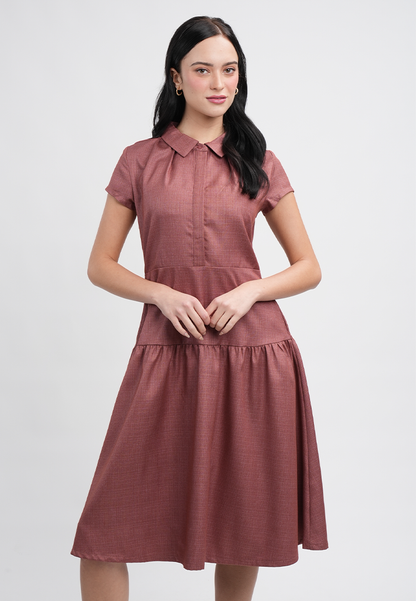 Adeline Dress with Pleated Shoulder