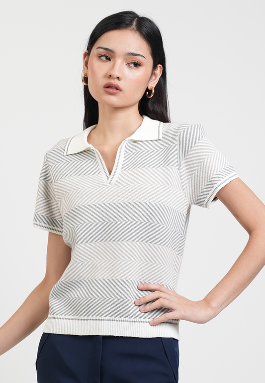 Sophie Short Sleeve Textured Polo Knit