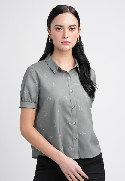 Cady Collared Button-Up Top