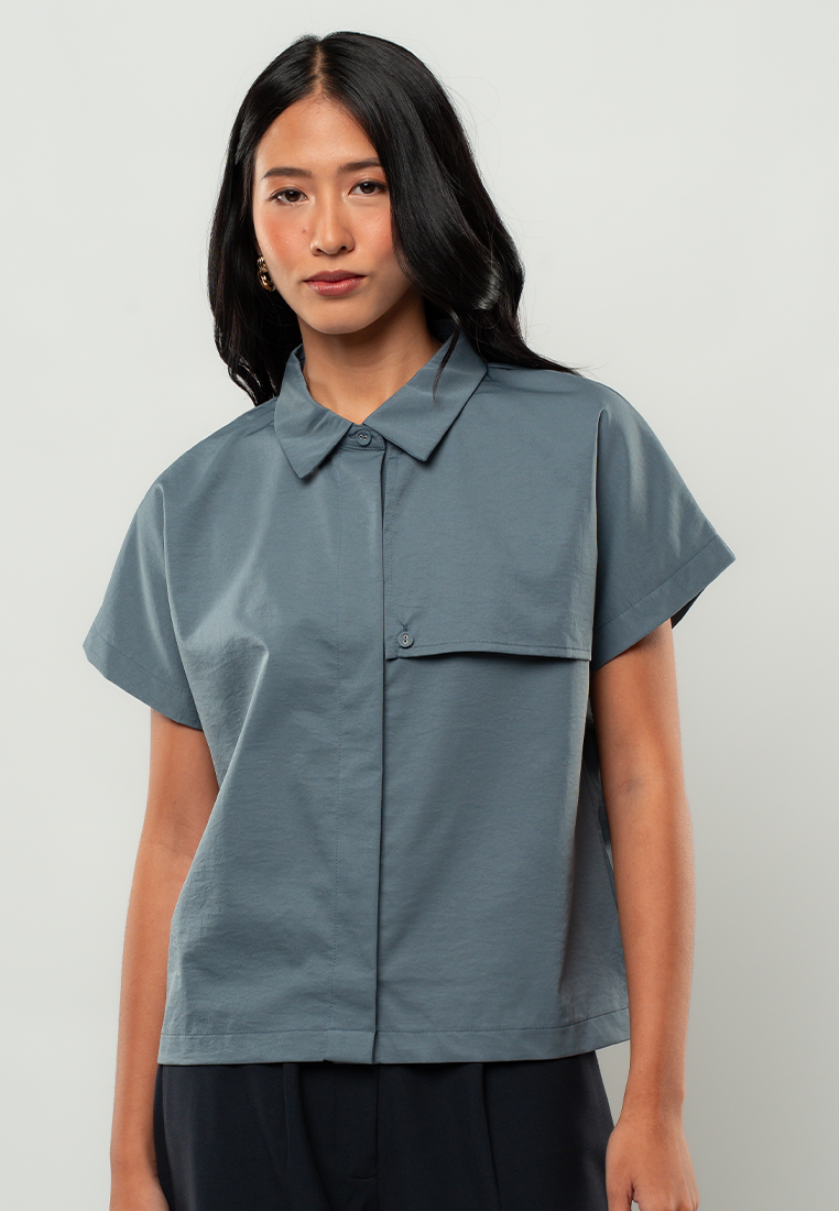 Katrine Asymmetric Collared Top