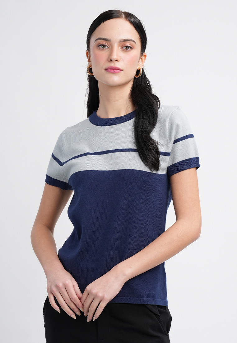 Charlene Monochrome Short Sleeve Knit Top