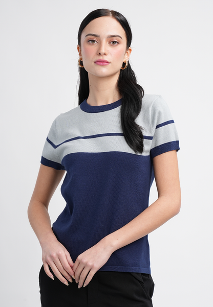 Charlene Monochrome Short Sleeve Knit Top