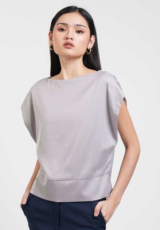 Felicity Bateau Neck Silk-Finish Blouse
