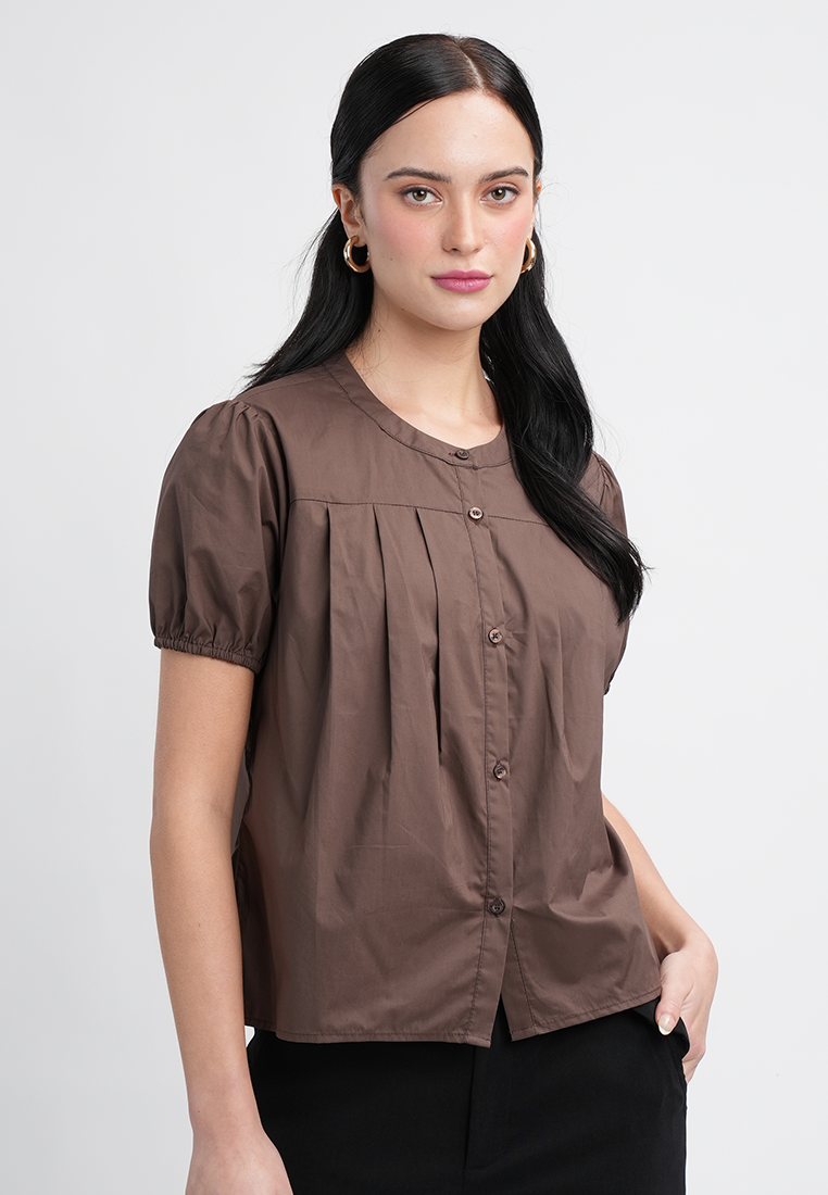 Sarah Button-Down Puff Sleeve Blouse