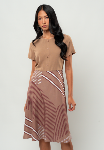 Czari Modern Elegance Button-Front A-Line Dress