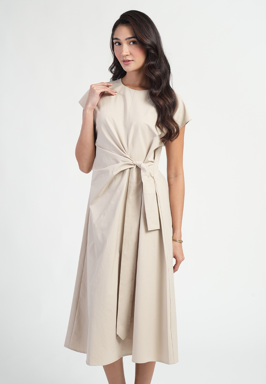 Alessandra Cap Sleeves Front Tie Dress