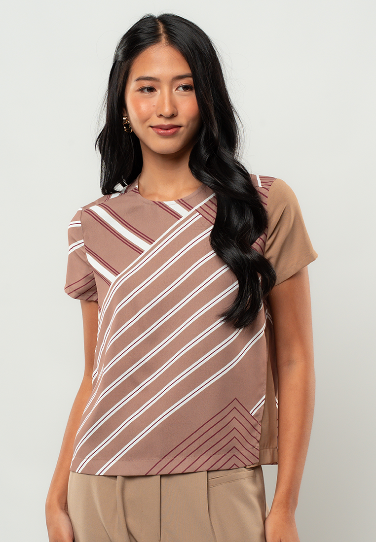 Monika Striped Short Sleeve Blouse