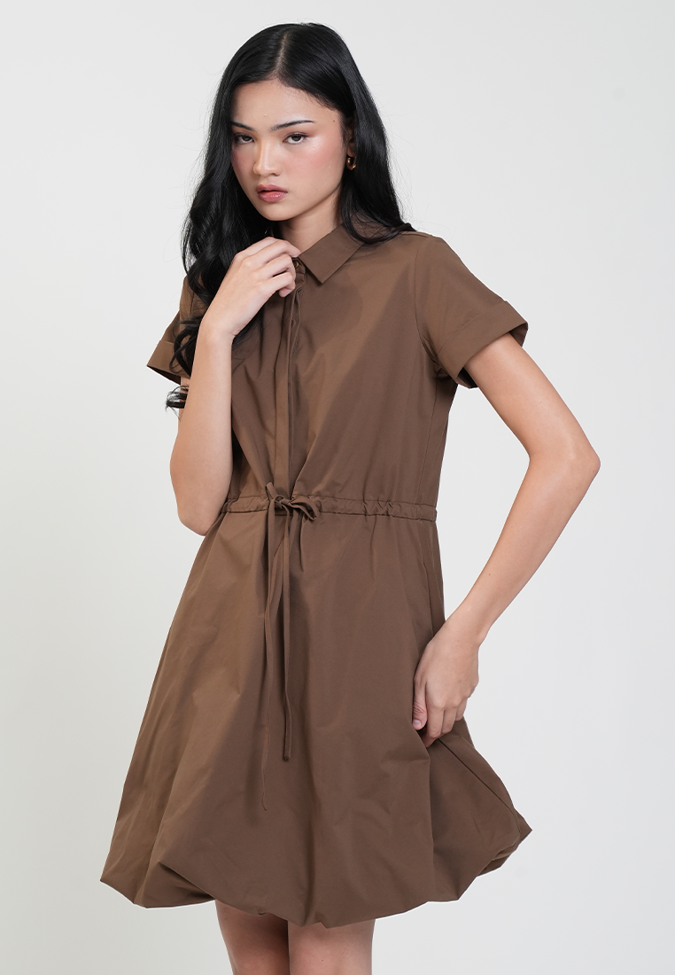 Misty Collared Drawstring Bubble Hem Dress