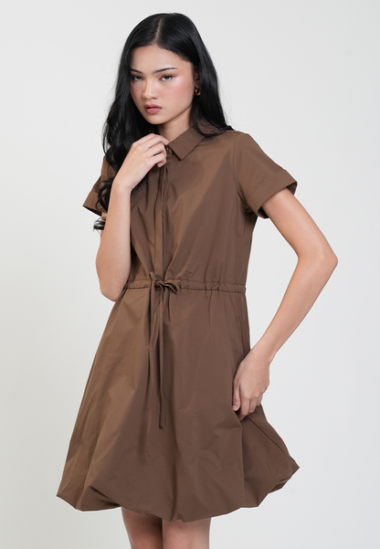 Misty Collared Drawstring Bubble Hem Dress