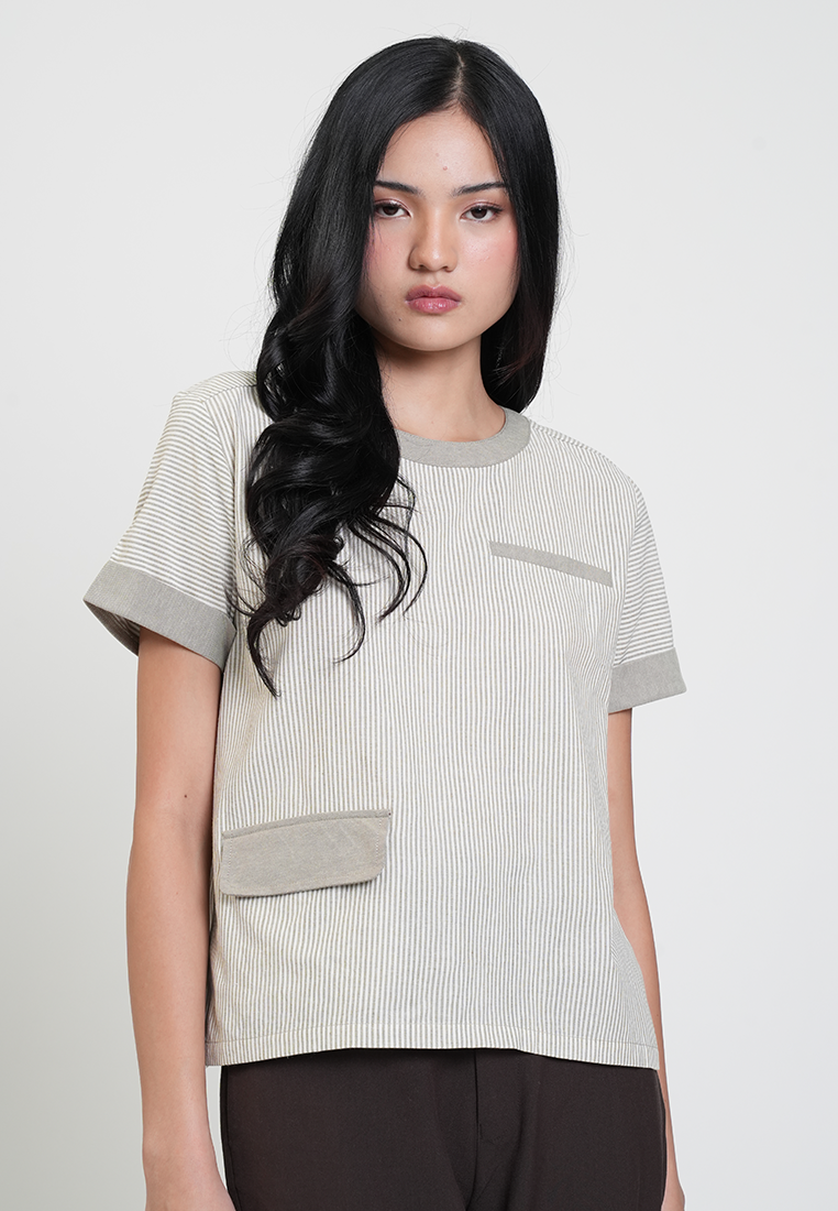 Kaycee Contrast Collar Boxy Top