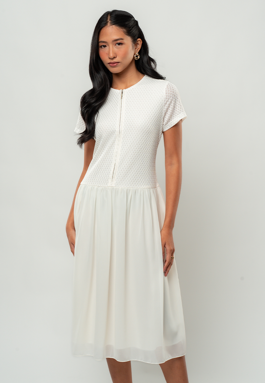 Marielle Textured Dropwaist Midi Dress