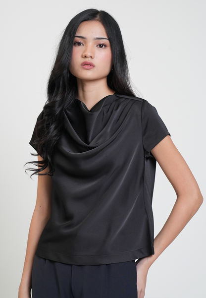 Martina Drape Neck Satin Blouse