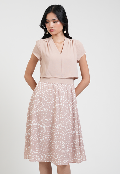 Callista Layered Dotted Print Midi Dress