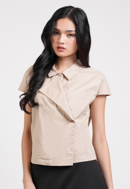 Clio Assymetric Button Detailed Top