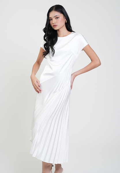 Fleur Asymmetric Pleated Midi Dress