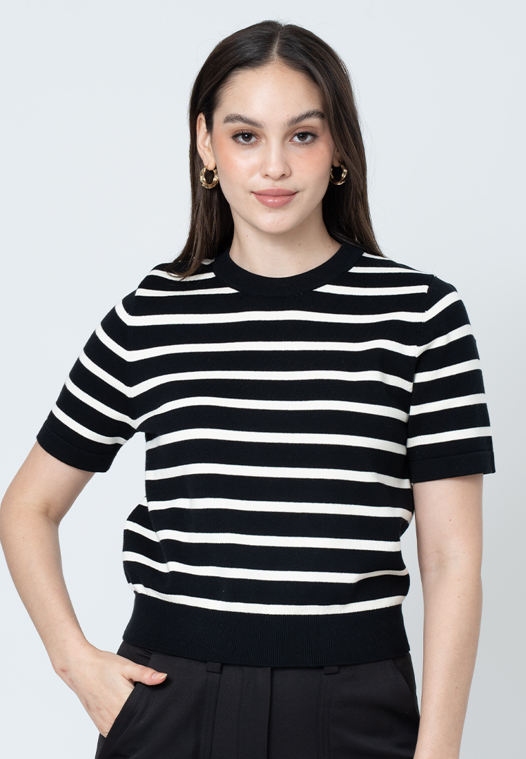 Lindynn Knitted top with Printed Stripes