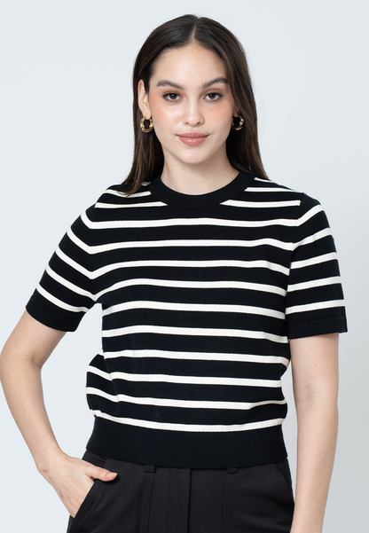 Lindynn Knitted top with Printed Stripes