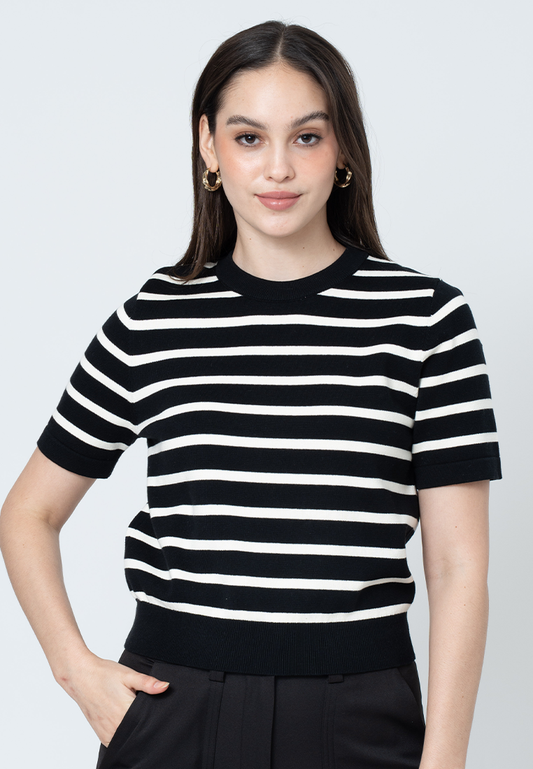 Lindynn Knitted top with Printed Stripes
