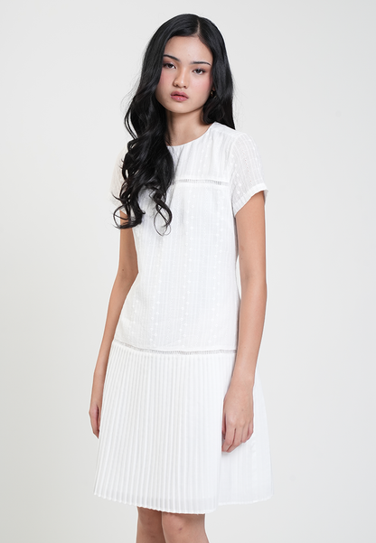 Skye Eyelet Pleated Drop Waist Dress