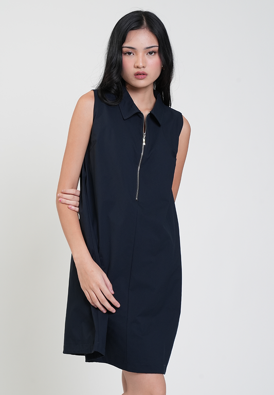 Cleo Collared Zipper Sleeveless Shift Dress